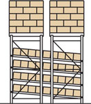 Cross-section drawing of span track in double deep racks.