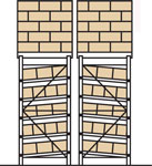 Cross-section drawing of span track in back to back pallet racks.