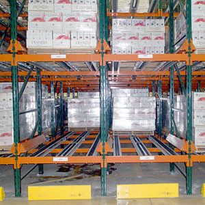 Multiple pallet positions of flow rack system.