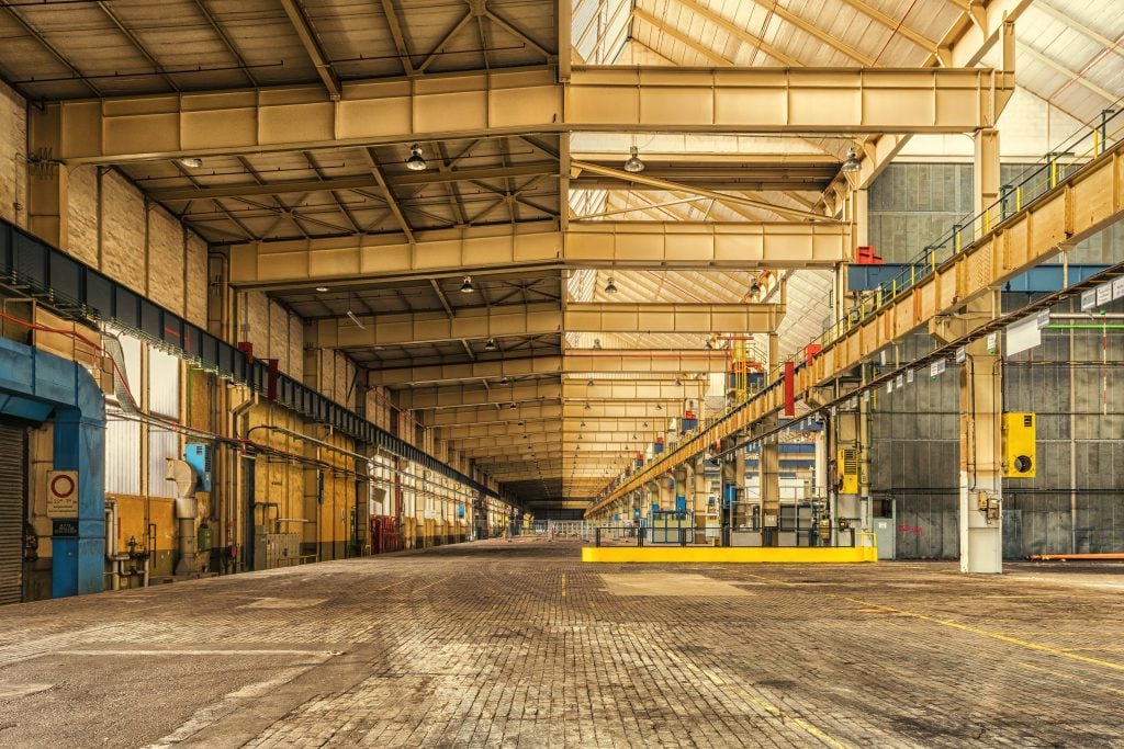 Interior of industrial warehouse space.