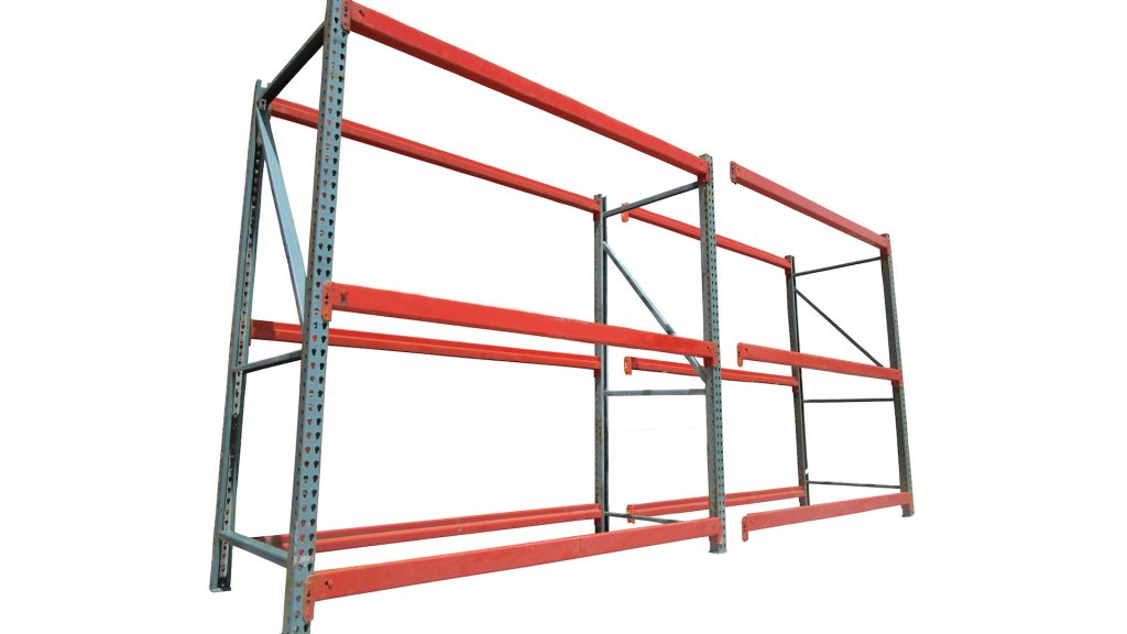 Image of a selective pallet rack starter section and adder section.