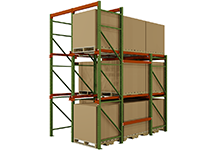 Illustration of a three deep drive-in/drive through pallet rack system