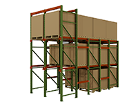 Illustration of a four deep drive-in/drive through pallet rack system
