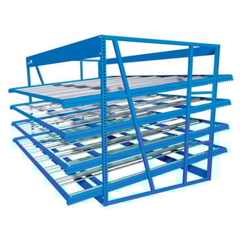 Empty carton flow rack.