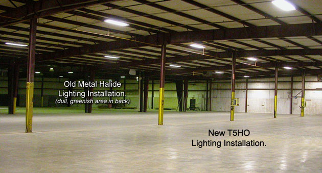 Visual illustration of metal halide lighting versus T5HO lighting.