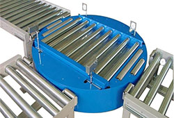 Pallet turntable with multiple roller conveyors