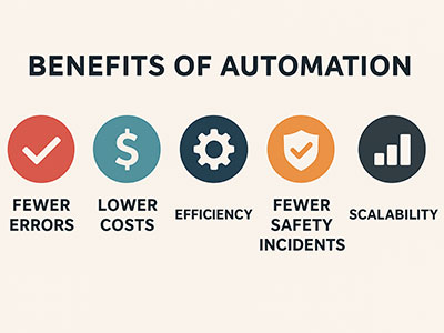 Graphic listing the benefits of warehouse automation