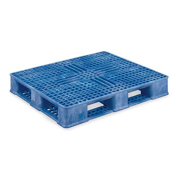 Blue plastic pallet on a white background.