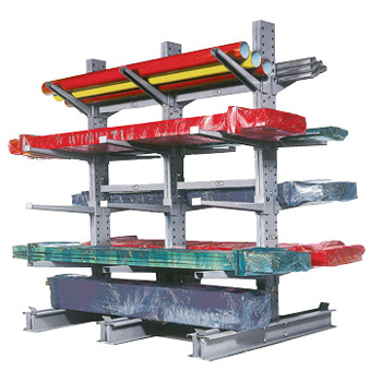 A loaded cantilever rack section.
