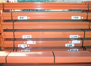 96” x 3 1/4” Used Teardrop Pallet Rack Beam- New Style 96” x 3 1/4” Used Teardrop Pallet Rack Beam- New Style