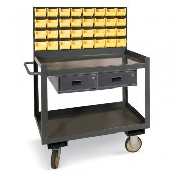 36x24x54-1/4” Mobile Workstation - With Louvered Panel and Bins