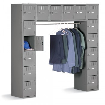 12x18x12” Openings - 16-Person Locker System - Partially Assembled - Medium gray
