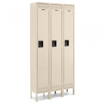 15x18x72” Openings - 1-Tier Locker - 3 Lockers Wide - Welded - Putty