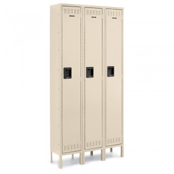 12x15x72” Openings - 1-Tier Locker - 3 Lockers Wide - Welded - Putty