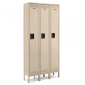 12x12x60” Openings - 1-Tier Locker - 3 Lockers Wide - Welded - Sand