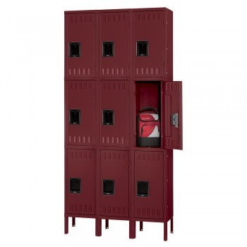 15x15x24” Openings - 3-Tier Locker - 3 Lockers Wide - Welded - Wine