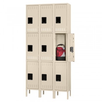 15x15x24” Openings - 3-Tier Locker - 3 Lockers Wide - Welded - Putty