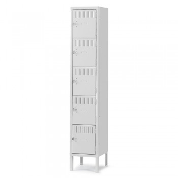 12x15x12” Openings - 5-Tier Locker - 1 Locker Wide - Welded - Light gray 12x15x12” Openings - 5-Tier Locker - 1 Locker Wide - Welded - Light gray