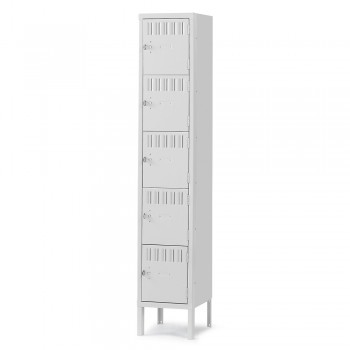 12x15x12” Openings - 5-Tier Locker - 1 Locker Wide - Welded - Light gray