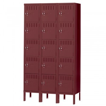 15x15x12” Openings - 5-Tier Locker - 3 Lockers Wide - Welded - Wine