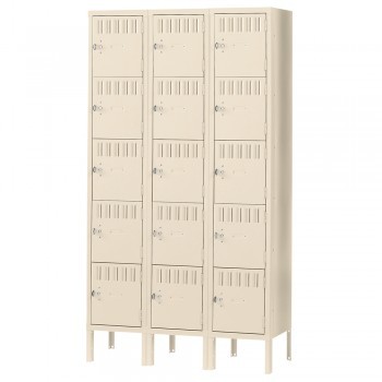 15x18x12” Openings - 5-Tier Locker - 3 Lockers Wide - Welded - Putty