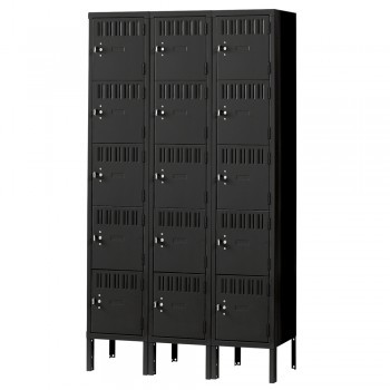 12x18x12” Openings - 5-Tier Locker - 3 Lockers Wide - Welded - Black