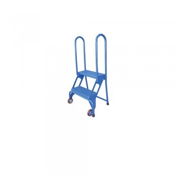 Lock and Roll Folding Ladders w/ Wheels - 2 Steps - Steel