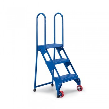 Lock and Roll Folding Ladders w/ Wheels - 3 Steps - Steel