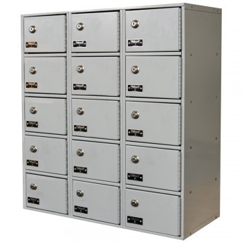 7-1/2 x11x5-1/2" Openings Cell Phone and Tablet Locker - 3 Lockers Wide - Keyed lock