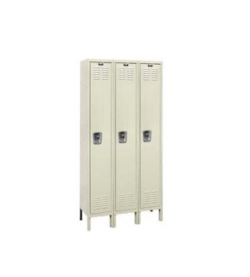 12x12x72” Opening - 1-Tier Locker -  Ready-Built Locker -3 Lockers Wide - Set Up - Putty