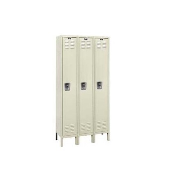 12x15x72” Opening - 1-Tier Locker -  Ready-Built Locker -3 Lockers Wide - Set Up - Putty