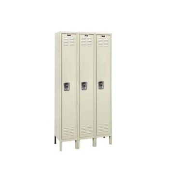 12x18x72” Opening - 1-Tier Locker -  Ready-Built Locker -3 Lockers Wide - Set Up - Putty