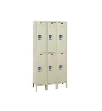 12x15x36” Openings - 2-Tier Locker -  Ready-Built Locker - 3 Lockers Wide - Set Up - Putty