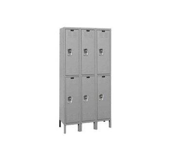 12x18x36” Openings - 2-Tier Locker -  Ready-Built Locker - 3 Lockers Wide - Set Up - Gray