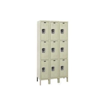 12x12x24” Openings - 3-Tier Locker -  Ready-Built Locker - 3 Lockers Wide - Set Up - Putty