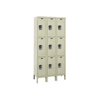 12x15x24” Openings - 3-Tier Locker -  Ready-Built Locker - 3 Lockers Wide - Set Up - Putty