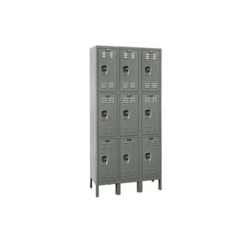12x18x24” Openings - 3-Tier Locker -  Ready-Built Locker - 3 Lockers Wide - Set Up - Gray