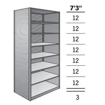 48” x 12” x 87” Closed Metal Box Shelving Starter- 8 Shelf