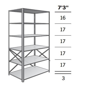 48” x 12” x 87” Open Metal Box Shelving Starter- 6 Shelf