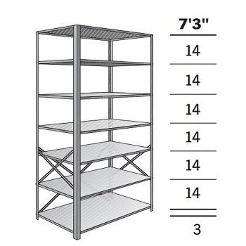 36” x 36” x 87” Open Metal Box Shelving Starter- 7 Shelf