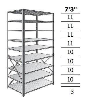 36” x 18” x 87” Open Metal Box Shelving Starter- 9 Shelf