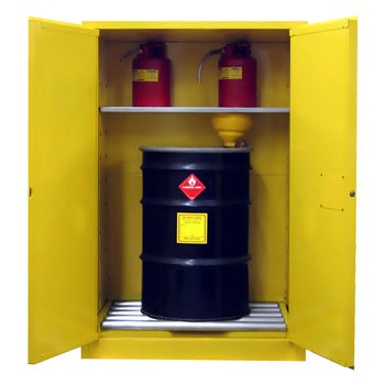 75 Gal. Flammable Drum Cabinet, Vertical, Self-Latch Safe-T-Door