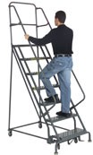 2 Step 16” Serrated Steel Rolling Ladder w/o Handrails