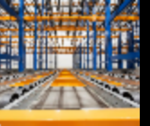 Close up of a bay of pallet flow pallet rack system