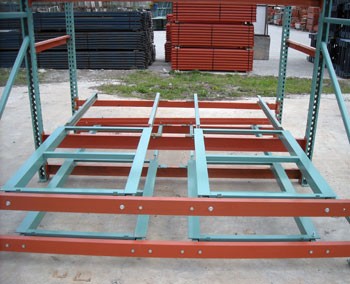 96” x 96” Used Pushback Rack System- 8 Pallet Positions