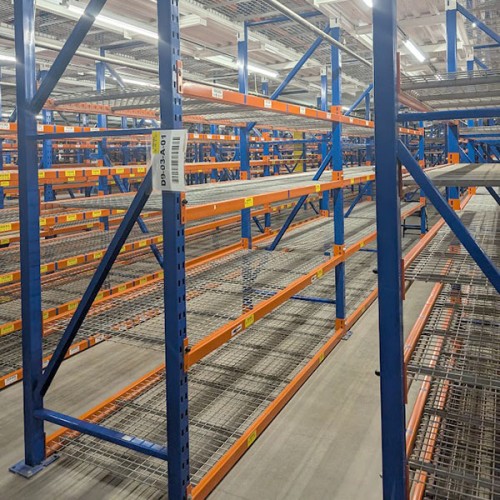 row of T-bolt pallet rack row of T-bolt pallet rack