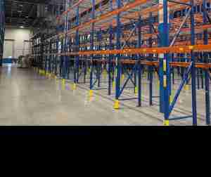 Row of pallet rack ready to be liquidated
