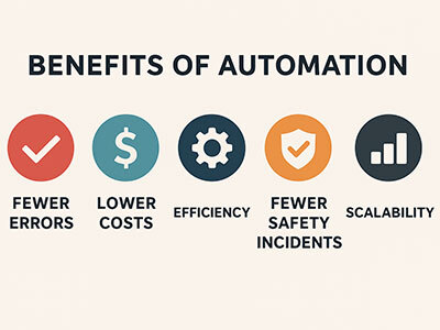 Graphic listing the benefits of warehouse automation