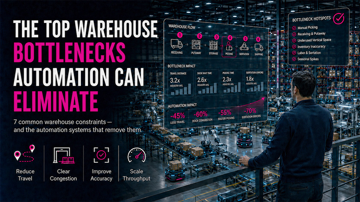 Warehouse employee reads charts and graphs showing bottlenecks to eliminate with automation