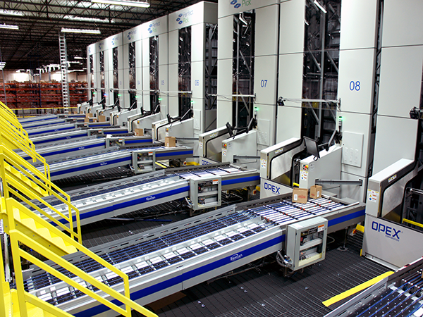 Rows of ASRS machines
